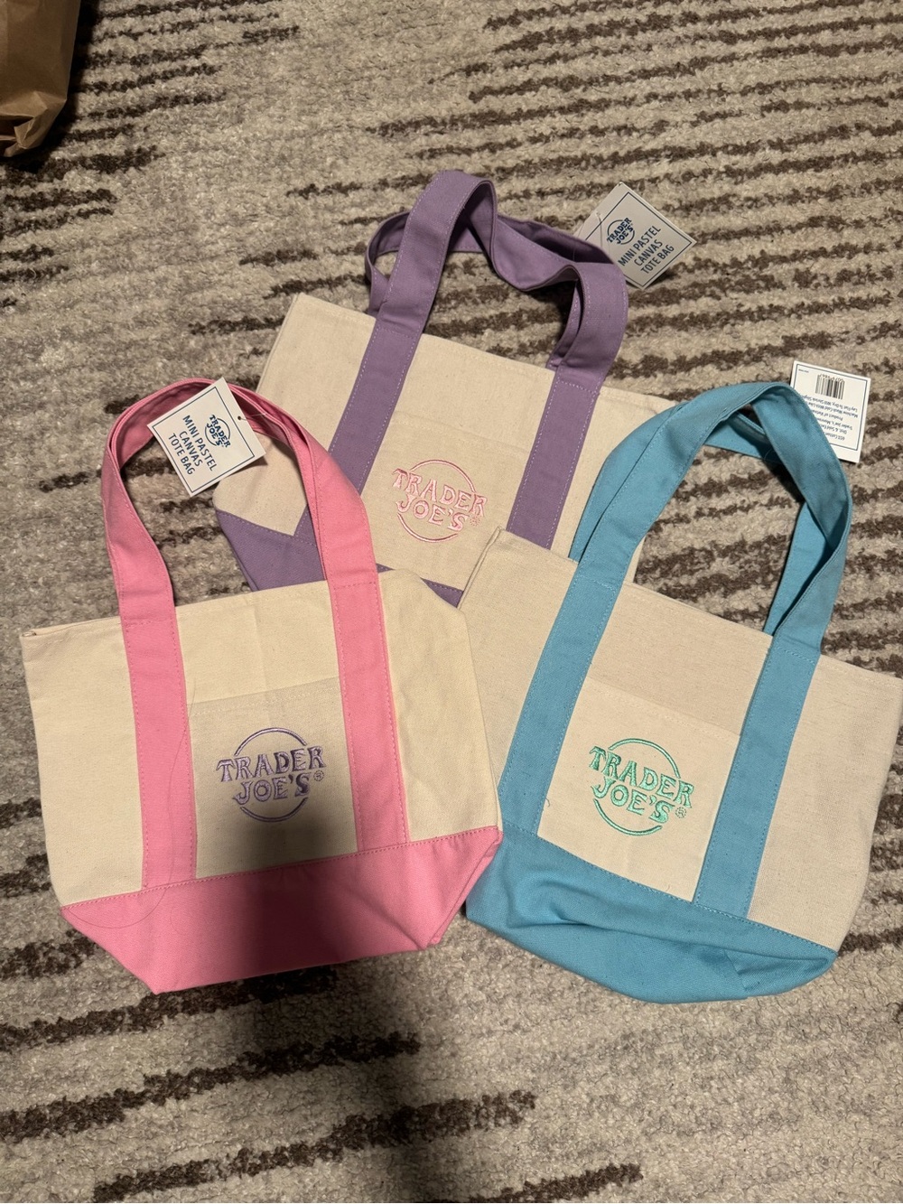 Trader Joe’s pastel mini totes set of 3